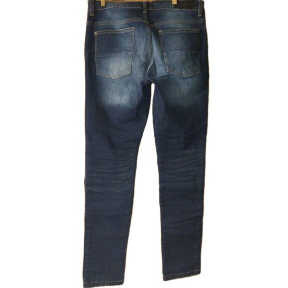 Supply & Demand Moto Jeans Mens 34X33 Blue Skinny Stretch Distressed Streetwear - Picture 6 of 9